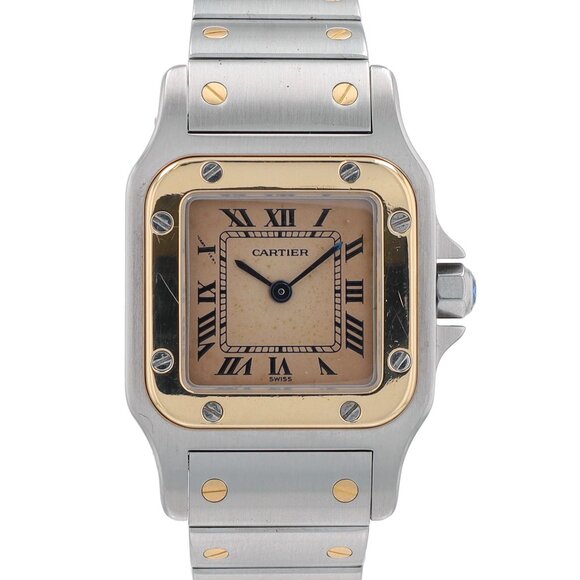 Cartier Santos Galbée Quartz 24mm White Roman Numeral Two-Tone Watch 1057930 main image 7